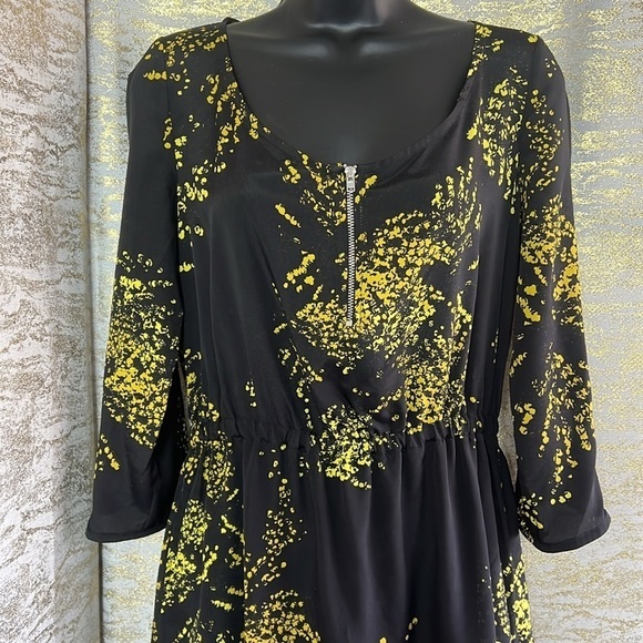 Zara TRF Collection Black Yellow Abstract Print Short Mini Dress Size M - Picture 4 of 17
